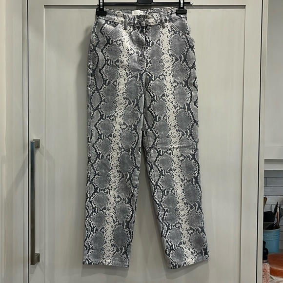 NWOT Wilfred reptile print button fly high waist denim barrel leg jeans. - Picture 1 of 9